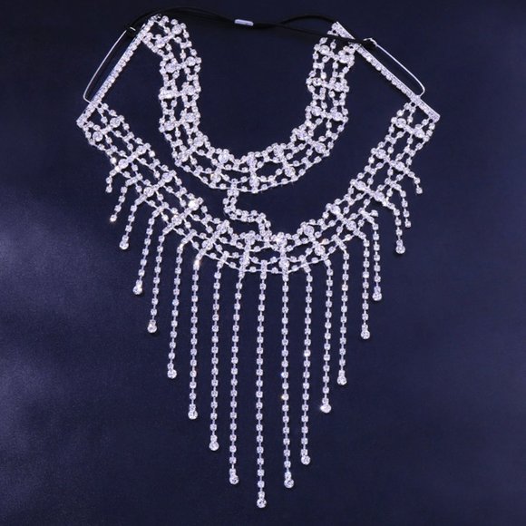 Rhinestone Crystal Tussle Mask Women Face Jewelry Halloween Accessories - Picture 5 of 6